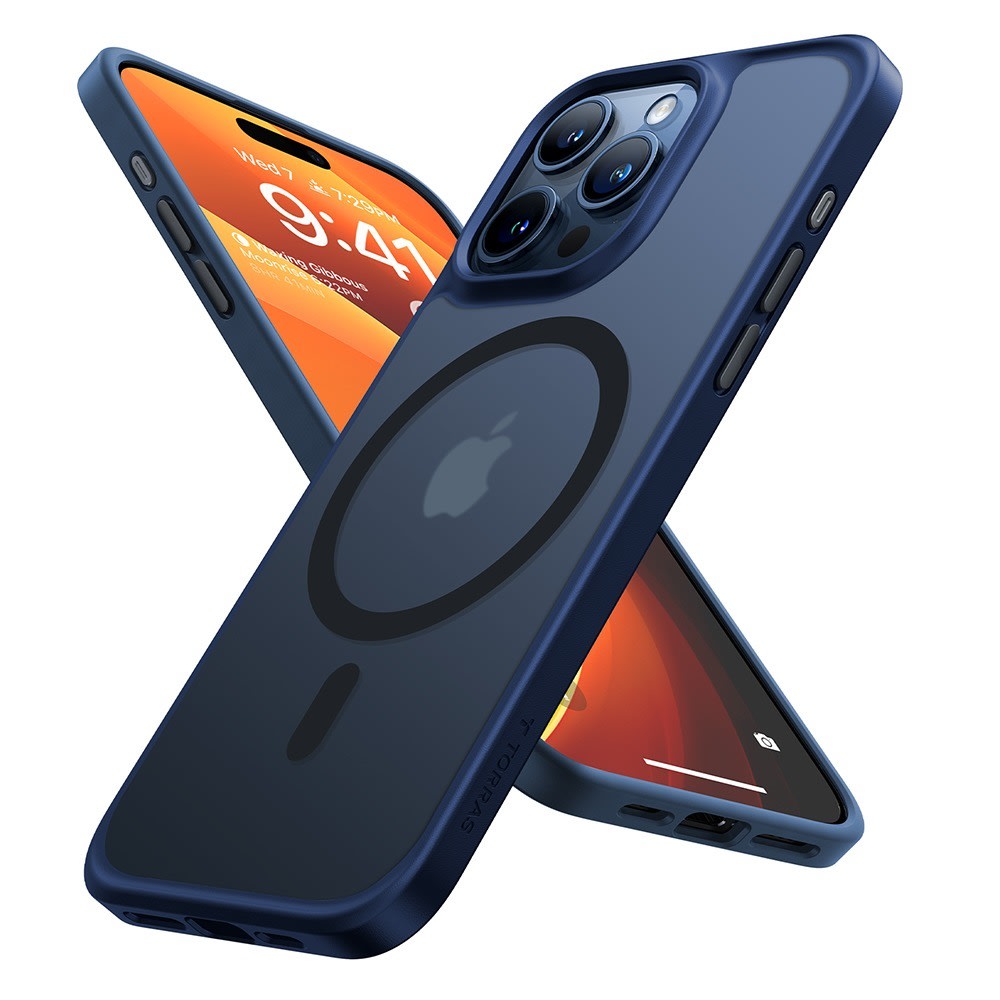 Premium ovitek Torras "Guardian Magnetic" za iPhone 15 Pro - moder