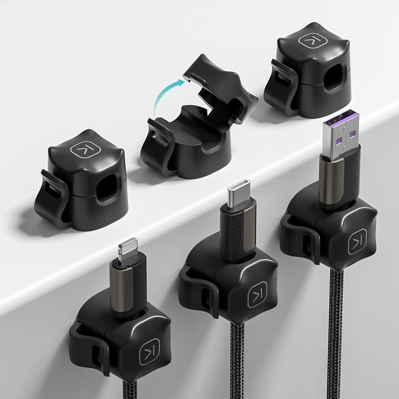 VIP X Deal: Paket treh organizatorjev WireControl: za pritrjevanje kablov na vse površine - obsidian black