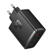 Stenski polnilec Baseus Super OS-Cube Pro z 1x USB-A in 2x USB-C izhodoma in standardi hitrega polnjenja 65W - črn
