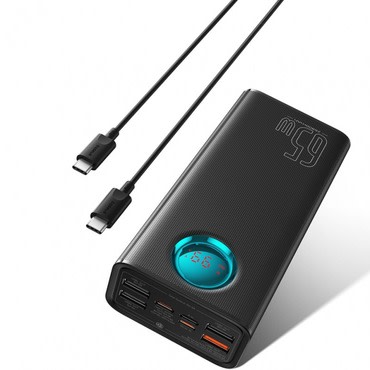 Power Bank Baseus Amblight Digital Display 65W s štirimi USB-A in enim USB-C priključkom - 26.800 mAh - Črn Power Bank Baseus Amblight Digital Display 65W s štirimi USB-A in enim USB-C priključkom - 26.800 mAh - Črn