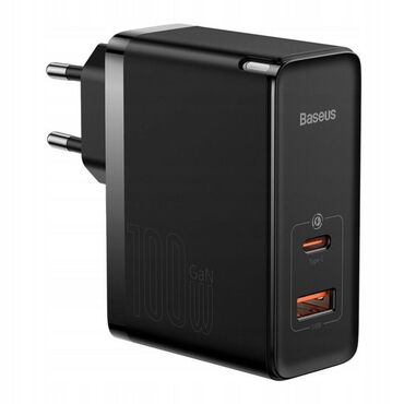 Stenski polnilec Baseus 100W z GaN5 tehnologijo in USB-C + USB-A izhodoma + USB-C kabel 1m - črn Stenski polnilec Baseus 100W z GaN5 tehnologijo in USB-C + USB-A izhodoma + USB-C kabel 1m - črn