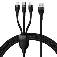 Polnilni kabel Baseus "Flash Series II" - 3v1 polnilni kabel iz USB v USB-C, Lightning in Micro USB priključke ter hitrim polnjenjem 100W - 1.2m - črn