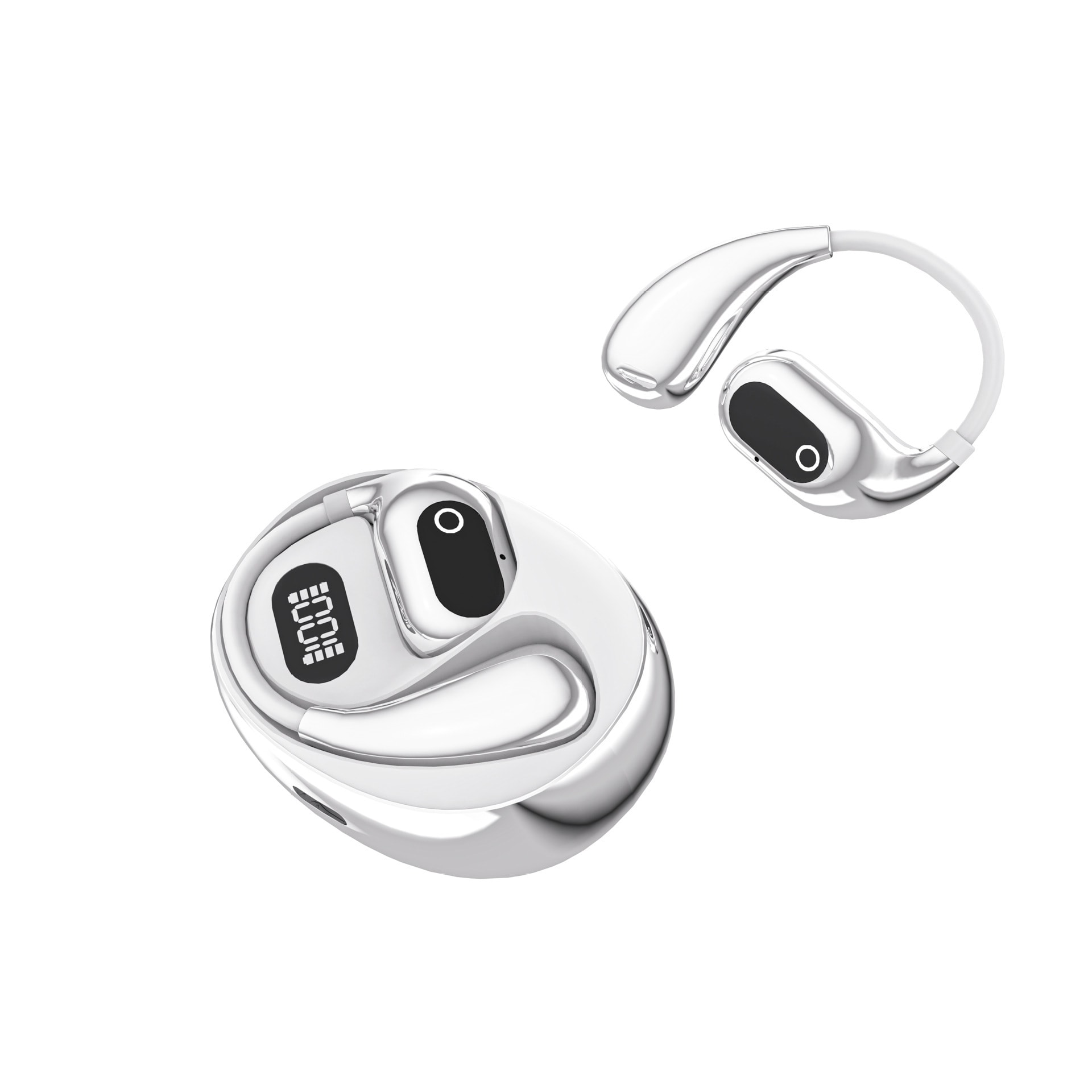 Obušesne slušalke EchoSound AI - Bluetooth 5.4 slušalke z usmerjenim predvajanjem zvoka in prevajanjem v realnem času - white silver