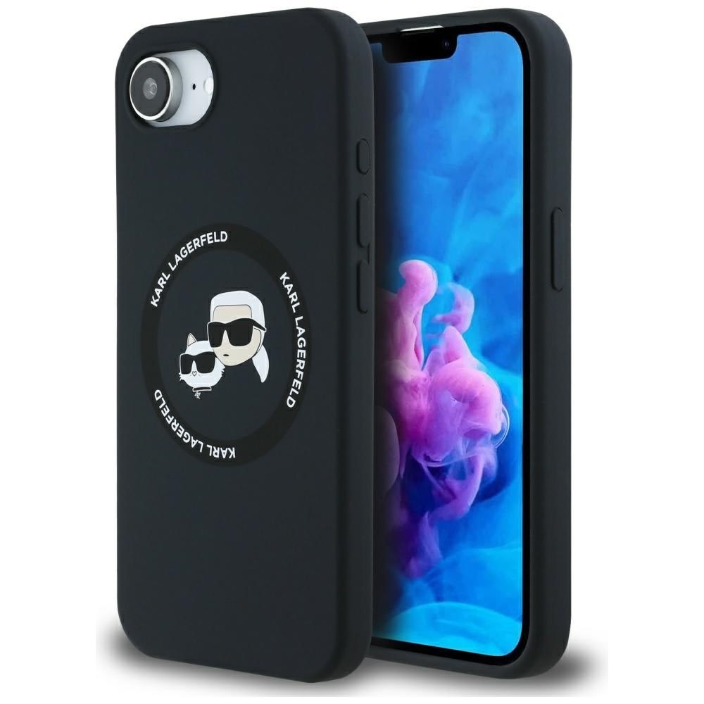 Originalen ovitek Karl Lagerfeld "Double Heads MagSafe" za iPhone 16e - črn