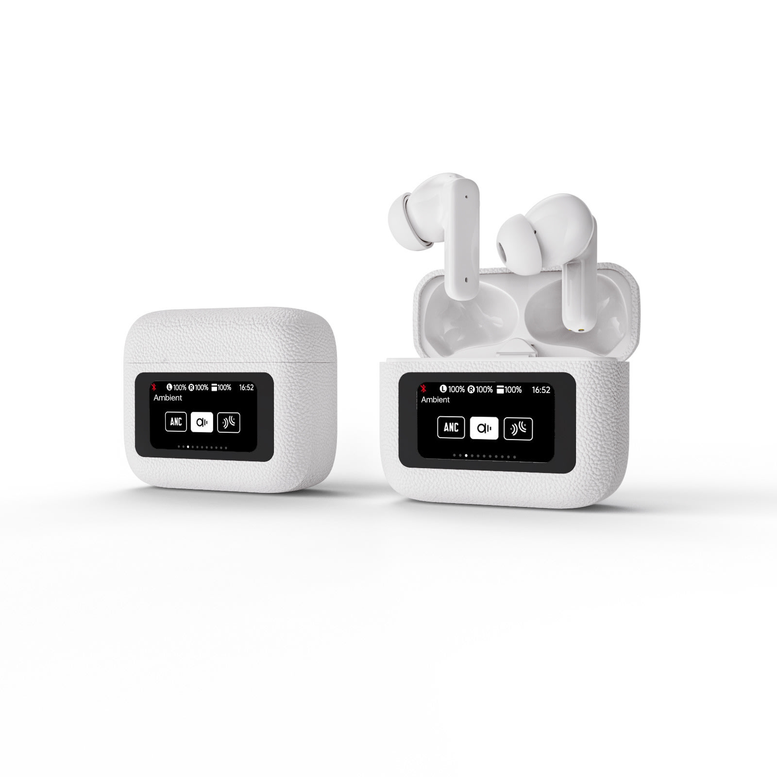 NappaX AI - Bluetooth 5.4 slušalke z ANC, HD zaslonom, AI prevajanjem in 60 ur baterije - urban white