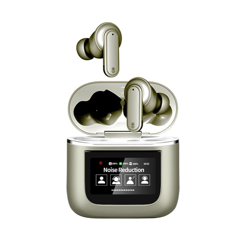 SonicWave Platinum - Premium Bluetooth slušalke ANC + ENC z HD zvokom, mikrofonom in zaslonom s številnimi funkcijami - quantum gold