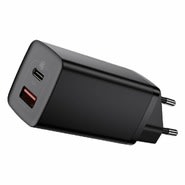 Stenski polnilec Baseus 65W z GaN Lite tehnologijo in USB-C + USB-A izhodoma za hitro polnjenje – črn Stenski polnilec Baseus 65W z GaN Lite tehnologijo in USB-C + USB-A izhodoma za hitro polnjenje – črn