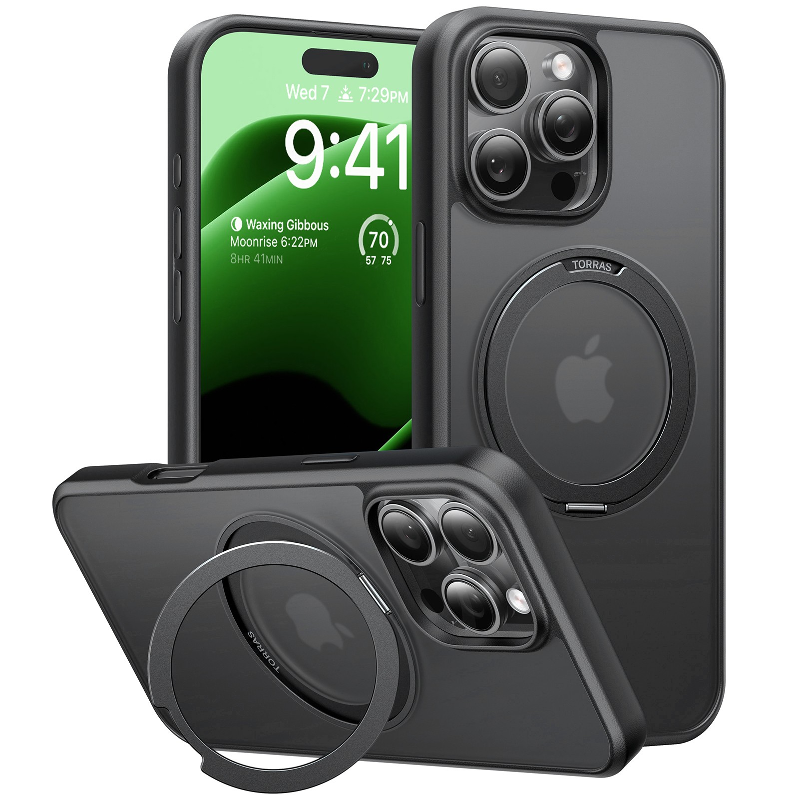 Premium ovitek Torras "Ostand Pro" za iPhone 16 Pro - črn