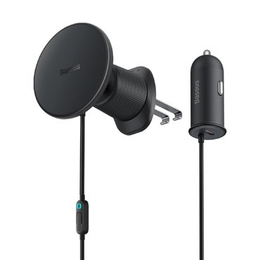 Brezžični avto polnilec Baseus CW01 z 15W MagSafe držalom in 25W USB-C izhodom – črn