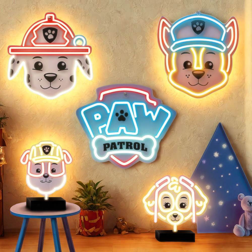Tačke na patrulji - dekorativna LED neon svetilka Paw Patrol™ - stenska ali nočna lučka na stojalu