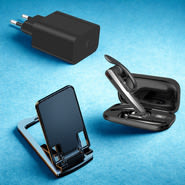 Work & Call - Mono slušalka, stojalo za telefon in ultra hiter polnilec za prostoročne klice in učinkovito delo