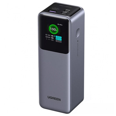 Power bank Ugreen PB722 200W QC + PD z dvema USB-C in enim USB-A izhodom - 25000 mAh - siv