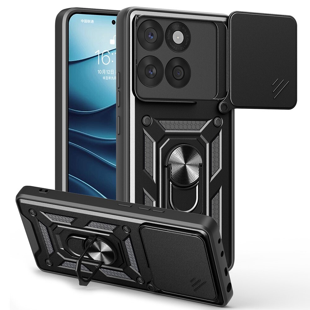 Oklepni ovitek MaX-Armor z obročem, kovinsko ploščico in zaščito zadnjih kamer za Motorola Edge 60 / Edge 60 Fusion- army black