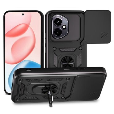 Oklepni ovitek MaX-Armor z obročem, kovinsko ploščico in zaščito zadnjih kamer za Honor 400 - army black