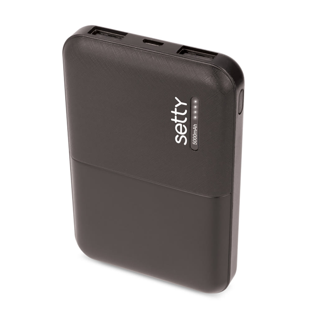 Power bank Setty "SPB-05" s 5000 mAh kapaciteto in dvema USB-A vhodoma - črn