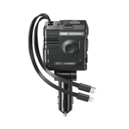 Avtopolnilec XO "CC66" z USB-C in USB-A vhodom ter dvema izvlečnima kabloma, USB-C in Lightning PD 104W - črn