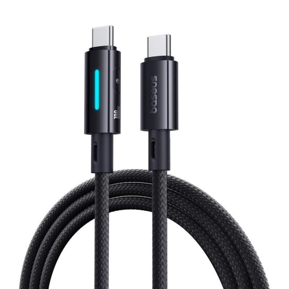 Polnilni in podatkovni kabel USB-C v USB-C Baseus "Lit" s PD in QC 100W - 2m - črn