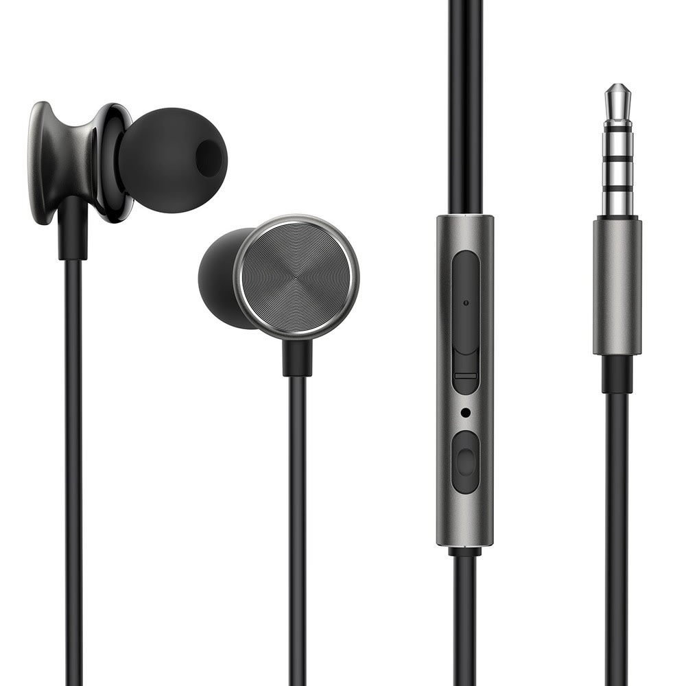 In-ear slušalke Joyroom JR-EW03 s 3.5mm priklopom, mikrofonom in upravljanjem na kablu - 1.2 m - temno sive