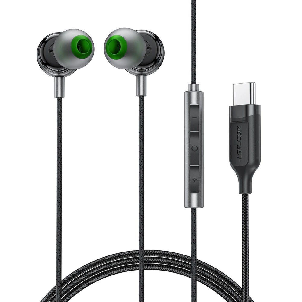 In-ear slušalke Acefast L5 z USB-C priklopom, mikrofonom in upravljanjem na kablu - 1.2 m - črne