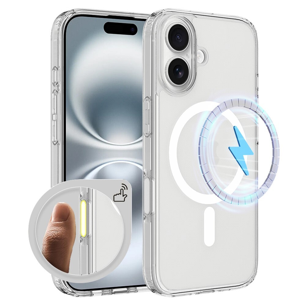 Ovitek "MagClear" z gumbom za upravljanje kamere za iPhone 16 - prozoren