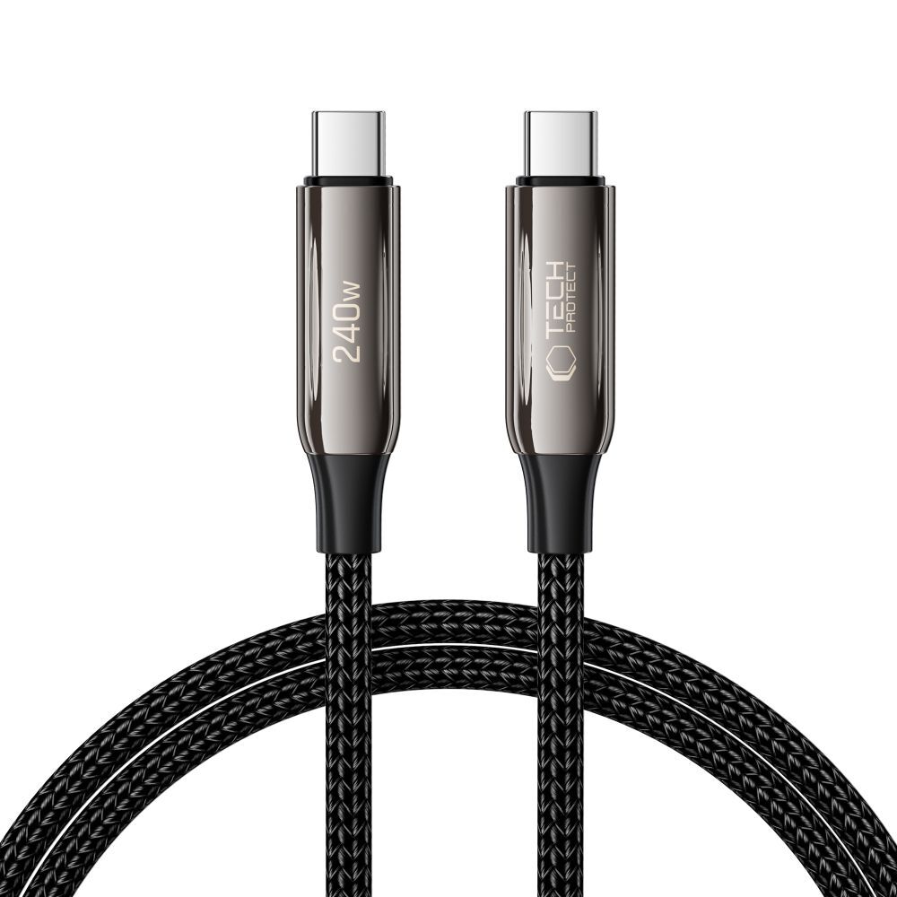 USB-C v USB-C kabel Tech-Protect "UltraBoost 10T" s PD 240W in QC 4.0 polnjenjem ter 480 Mbps prenosom podatkov - 1m - črn