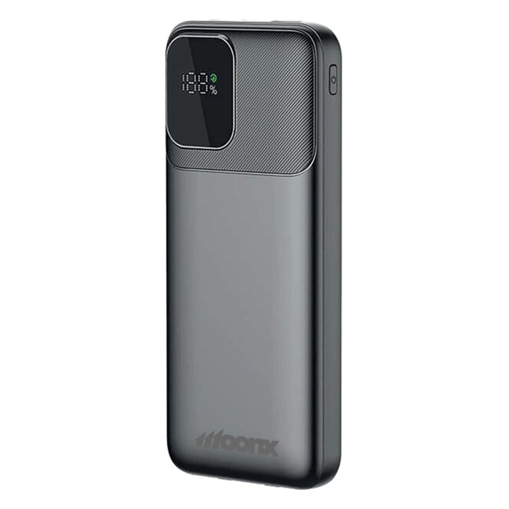 Power bank MOONX "MP02" 10000 mAh s PD 20W, enim USB-C in dvema USB-A izhodoma - črn
