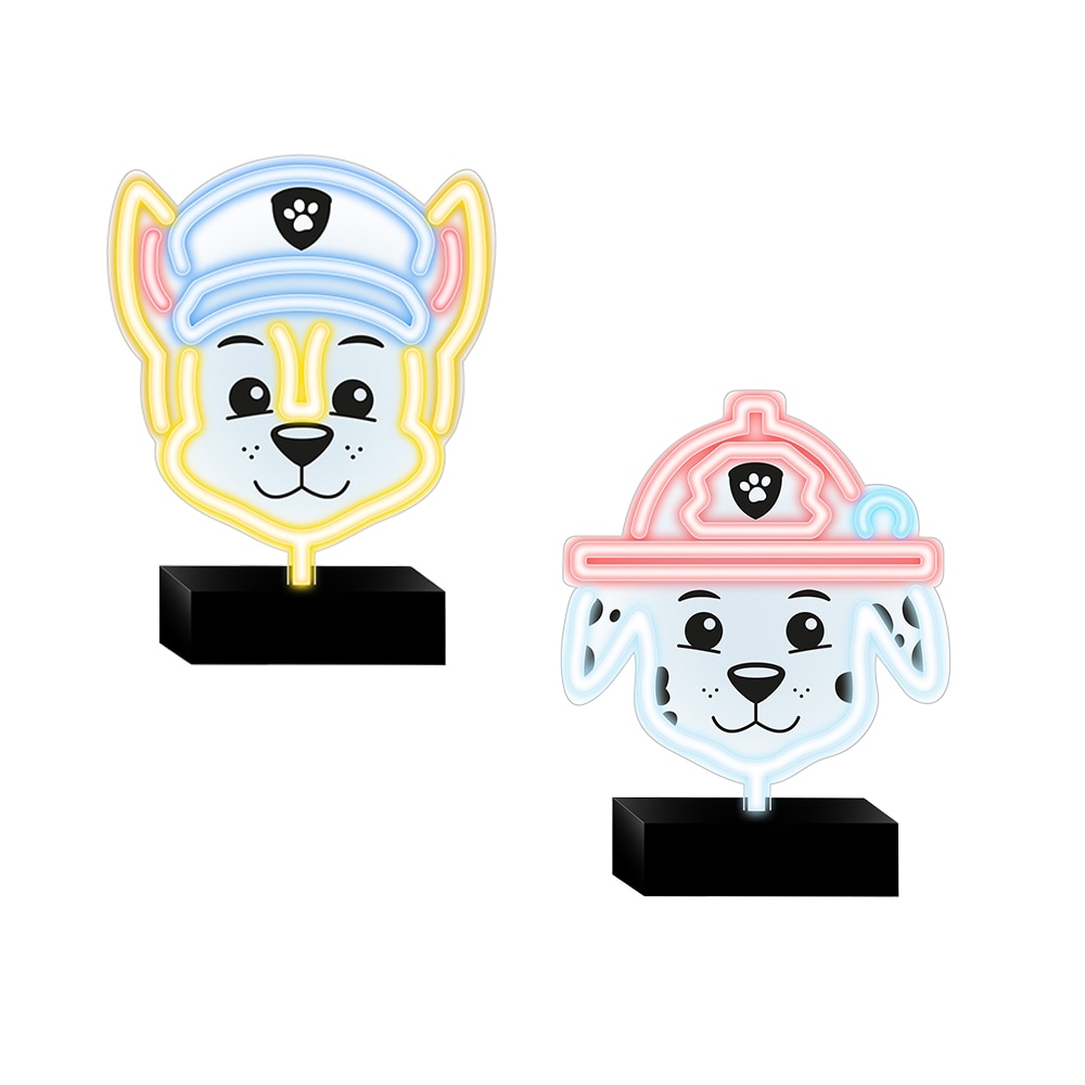 Tačke na patrulji - dekorativna LED neon svetilka Paw Patrol™ - svetilka na stojalu - Bron + Maršal