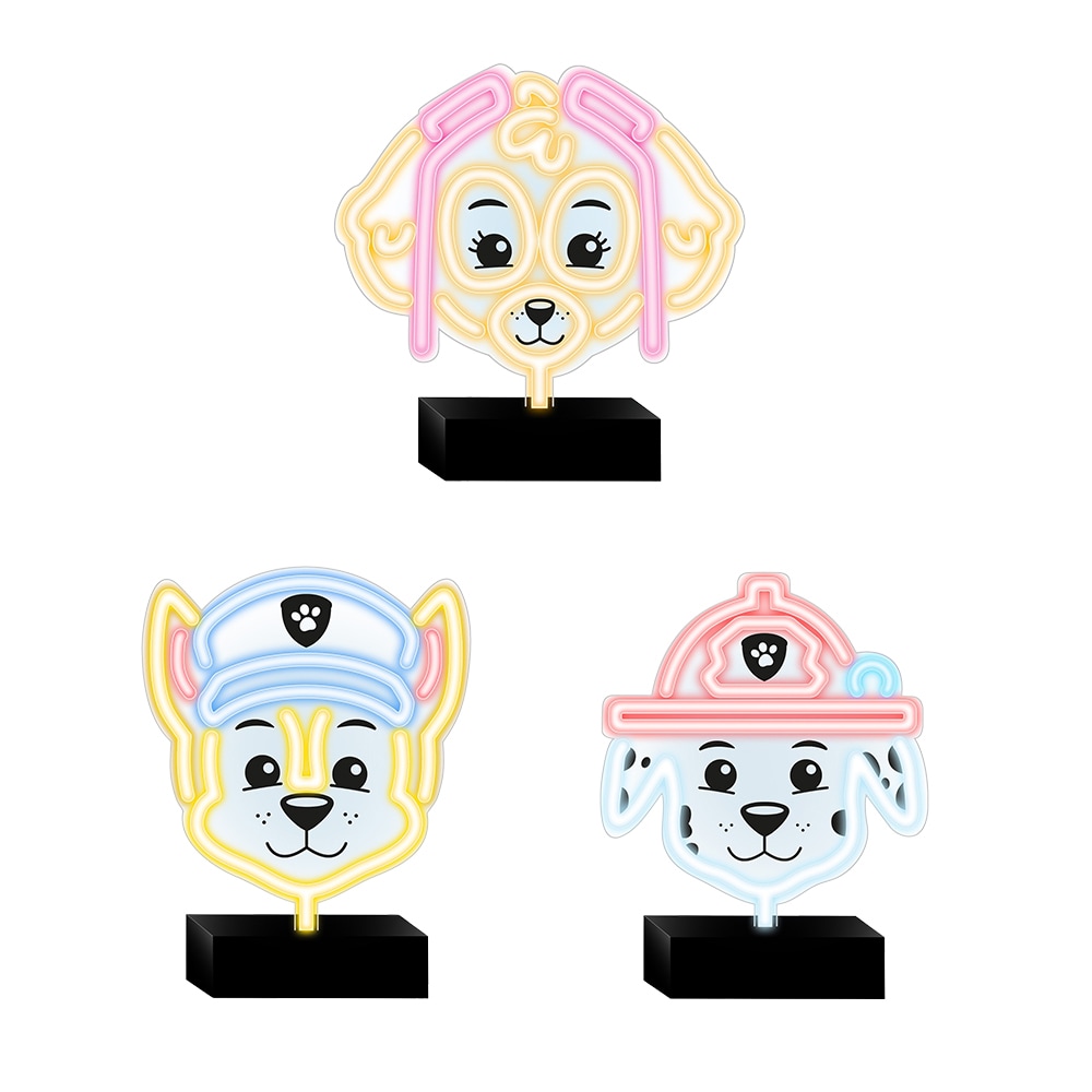 Tačke na patrulji - dekorativna LED neon svetilka Paw Patrol™ - svetilka na stojalu - Sila + Bron + Maršal
