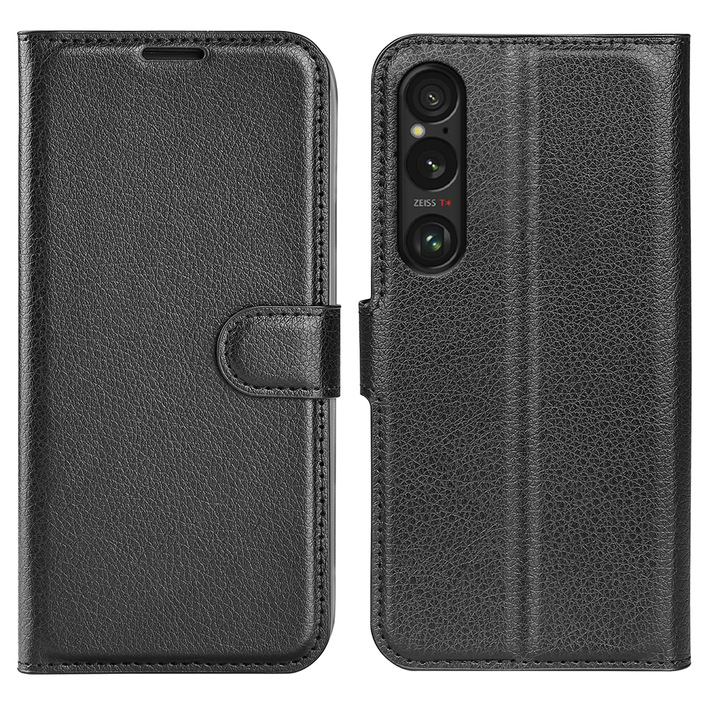 Etui "Litchi" za Sony Xperia 1 VII - črn