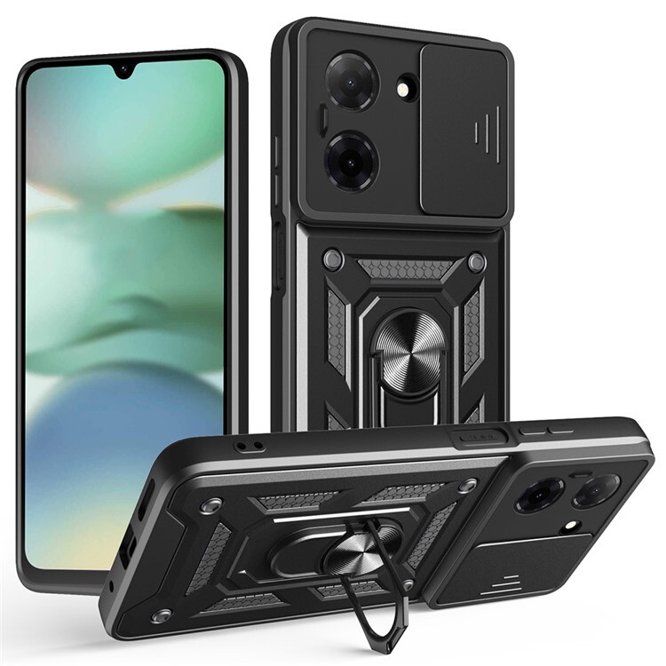 Oklepni ovitek MaX-Armor z obročem, kovinsko ploščico in zaščito zadnjih kamer za Xiaomi Redmi A5 - army black