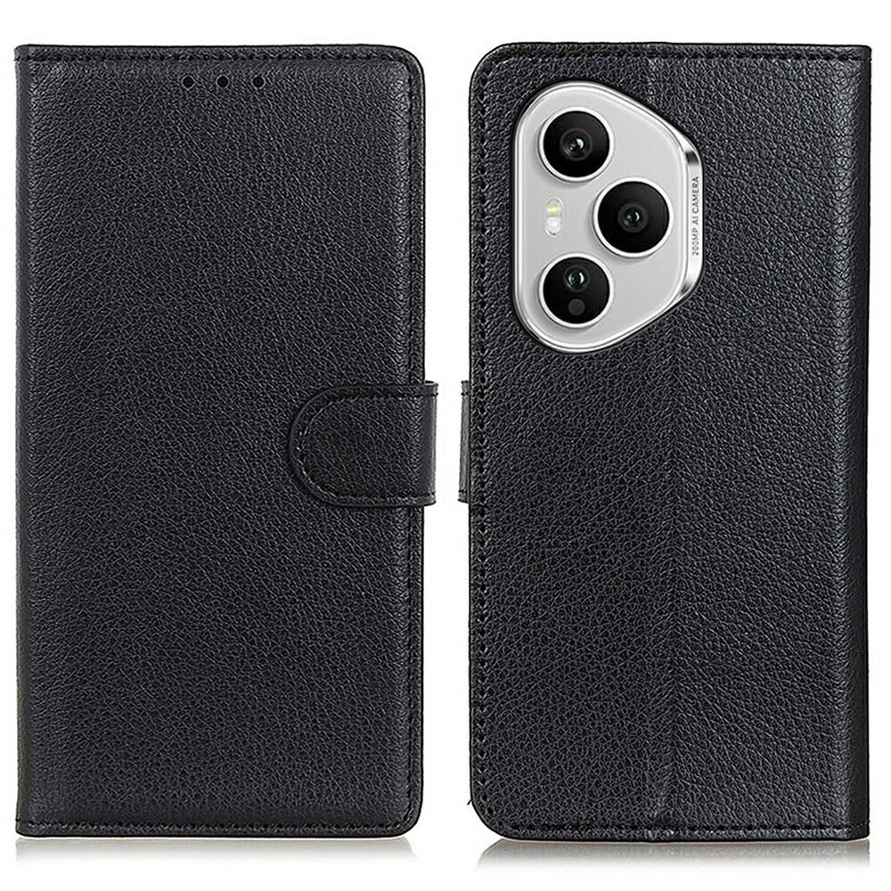 Etui "Litchi" za Honor 400 Pro - črn