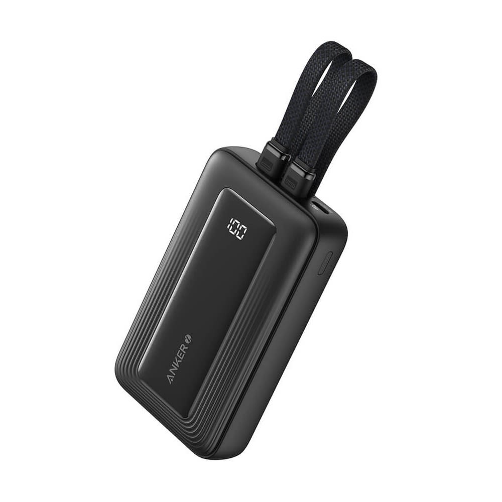 Power bank Anker 30W 20000mAh z vgrajenim USB-C in Lightning kablom + USB-A in USB-C izhodoma - črn