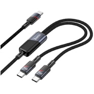 2v1 pleten kabel USB-C v 2x USB-C Hoco "U139" 100W 5A - 1.2m - črn