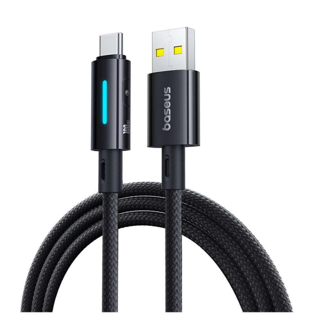 Polnilni in podatkovni kabel USB-A v USB-C Baseus "Lit" s PD in QC 100W - 1m - črn