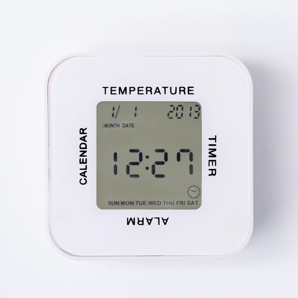 Digitalna ura in budilka Setty "Rotating Clock" z barvno osvetlitvijo zaslona in merilcem temperature - bela