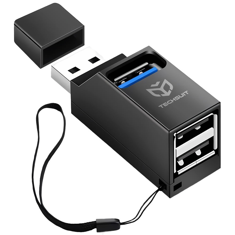 USB razširitvena postaja TechSuit "Echolink H11" z 1x USB 3.0 in 2x USB 2.0 priključkoma za hitro in priročno povezovanje - črna
