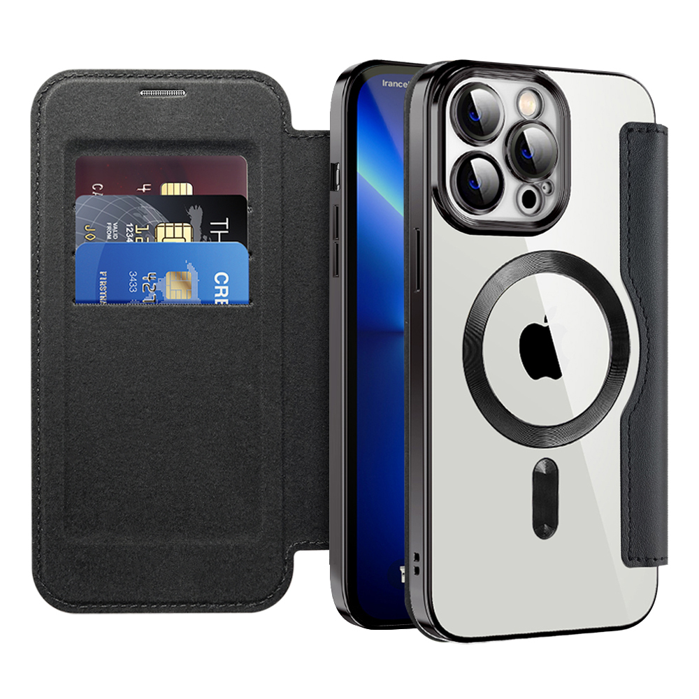 Etui "SmartMag Book" z Magsafe tehnologijo in RFID denarnico za iPhone 13 Pro Max - black