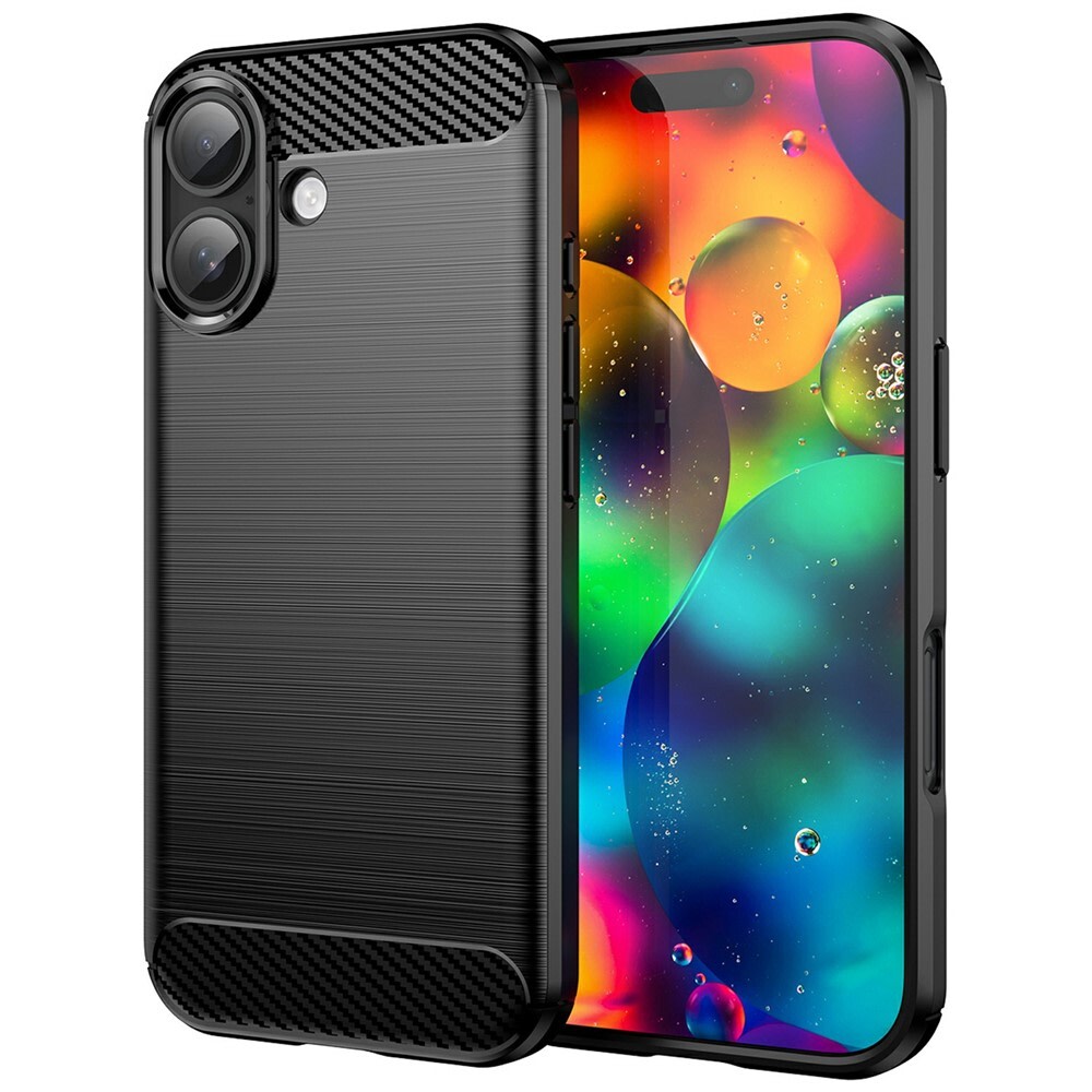 TPU gel ovitek "Brushed Carbon" za iPhone 17 - črn