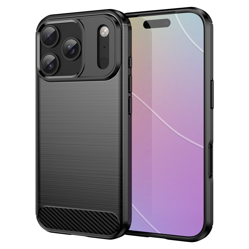 TPU gel ovitek "Brushed Carbon" za iPhone 17 Pro - črn