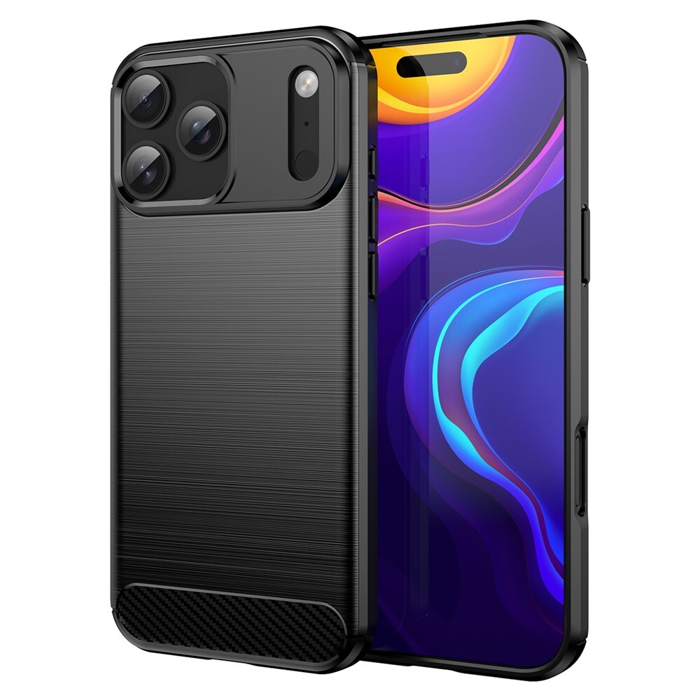 TPU gel ovitek "Brushed Carbon" za iPhone 17 Pro Max - črn