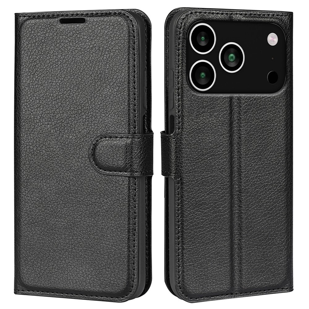 Etui "Litchi" za iPhone 17 Pro Max - črn
