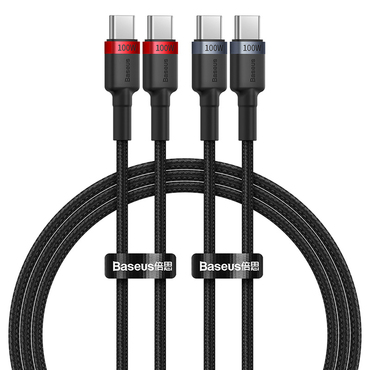 (2-pack) Baseus Cafule USB-C 100W polnilni in podatkovni kabel - 1m (2-pack) Baseus Cafule USB-C 100W polnilni in podatkovni kabel - 1m