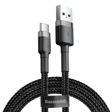 Podatkovni in polnilni kabel Baseus "Cafule" USB-A v USB-C s 3A hitrim polnjenjem in 480 Mbps hitrim prenosom podatkov - 1m - črn