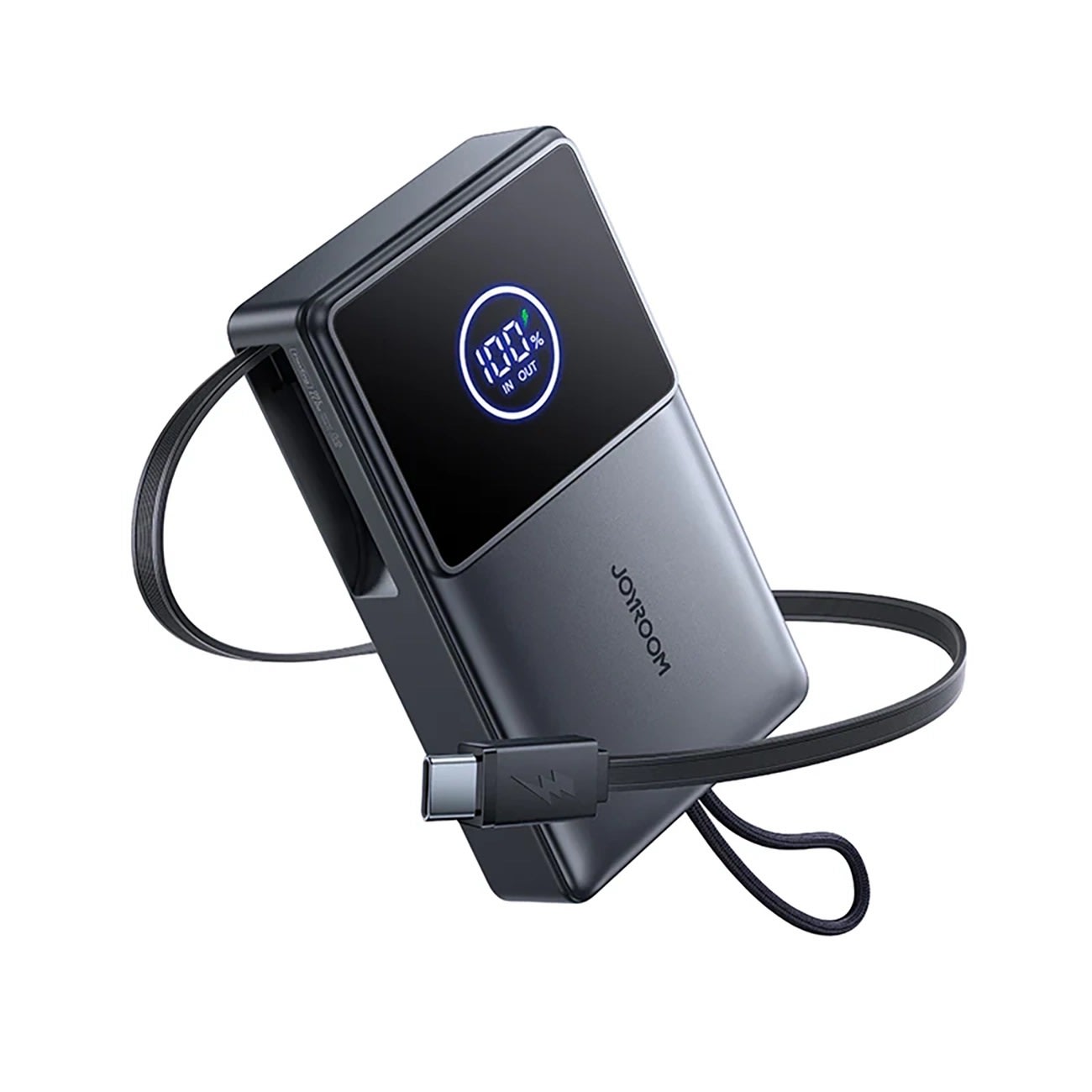 Power bank Joyroom "JR-PR1" z enim USB-C izhodom in vgrajenim izvlečnim USB-C kablom, 22.5W - 10000 mAh - črn