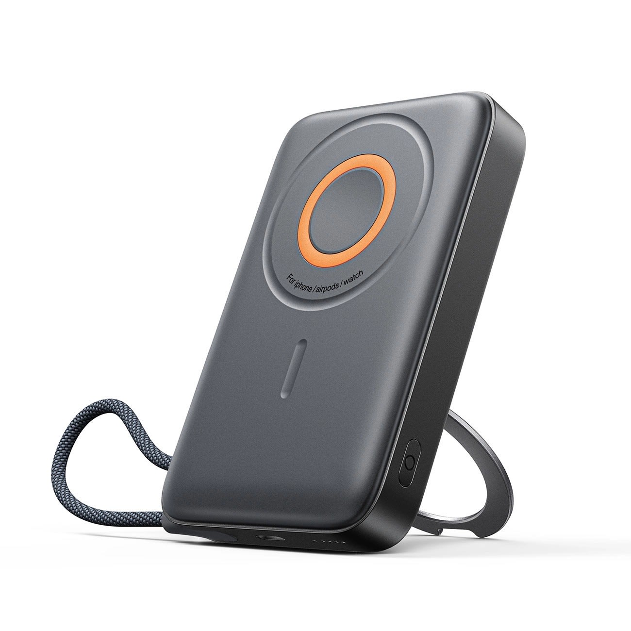 Power bank Joyroom "PBM02" 3v1 z enim USB-C izhodom in vgrajenim izvlečnim USB-C kablom ter brezžičnim polnjenjem za MagSafe naprave, 22.5W - 10000 mAh - črn