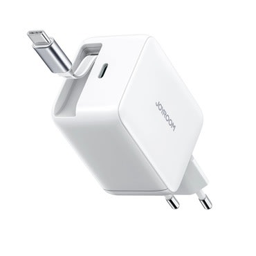 Stenski polnilec Joyroom "JR-TCL06" 67W z GaN tehnologijo, vgrajenim izvlečnim USB-C kablom in ločenim izhodom - bel Stenski polnilec Joyroom "JR-TCL06" 67W z GaN tehnologijo, vgrajenim izvlečnim USB-C kablom in ločenim izhodom - bel