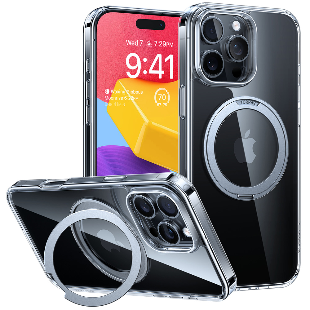 Premium ovitek Torras "Ostand Pro" za iPhone 16 Pro - clear
