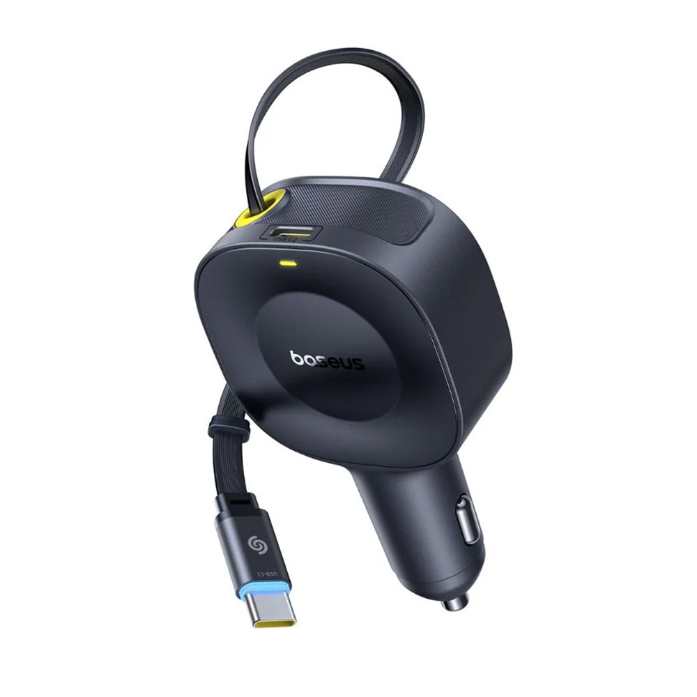 Avtomobilski polnilec Baseus PrimeTrip VR2 z izvlečnim USB‑C kablom, 30 W močjo polnjenja in dodatnim USB‑C izhodom - cosmic black