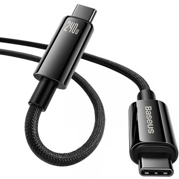 Polnilni in podatkovni 240W USB-C kabel Baseus Tungsten Gold - 2m - črn Polnilni in podatkovni 240W USB-C kabel Baseus Tungsten Gold - 2m - črn