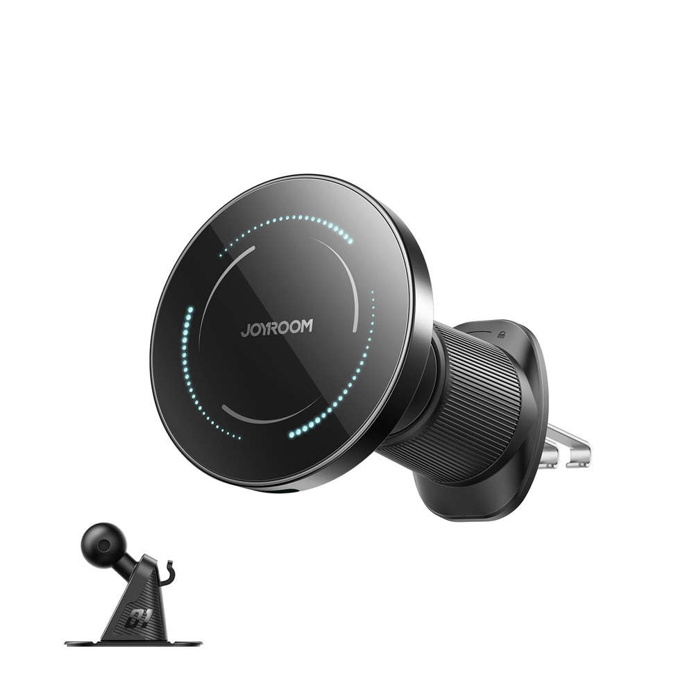 Avtomobilsko magnetno MagSafe držalo Joyroom "ZS502" z dvemi nastavki za ventilacijsko režo in armaturno ploščo - črn
